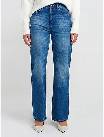 Jeans in cotone a vita alta a gamba dritta dilvin