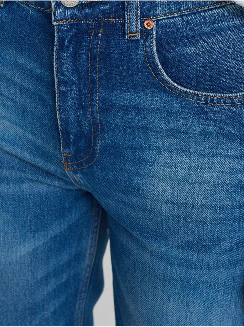 Jeans in cotone a vita alta a gamba dritta dilvin Blu zaffiro - Kiabi