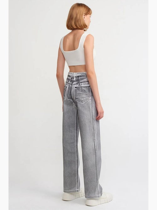 Jeans in cotone a vita alta a gamba dritta dilvin - Kiabi Jeans in cotone a vita alta a gamba dritta dilvin - Kiabi