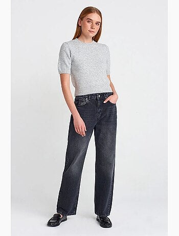 Jeans in cotone a vita alta a gamba dritta dilvin