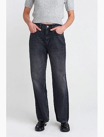 Jeans in cotone a vita alta a gamba dritta dilvin