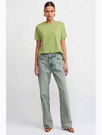 Jeans in cotone a vita bassa a gamba dritta dilvin