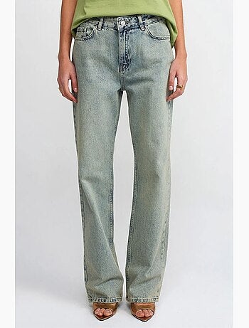 Jeans in cotone a vita bassa a gamba dritta dilvin