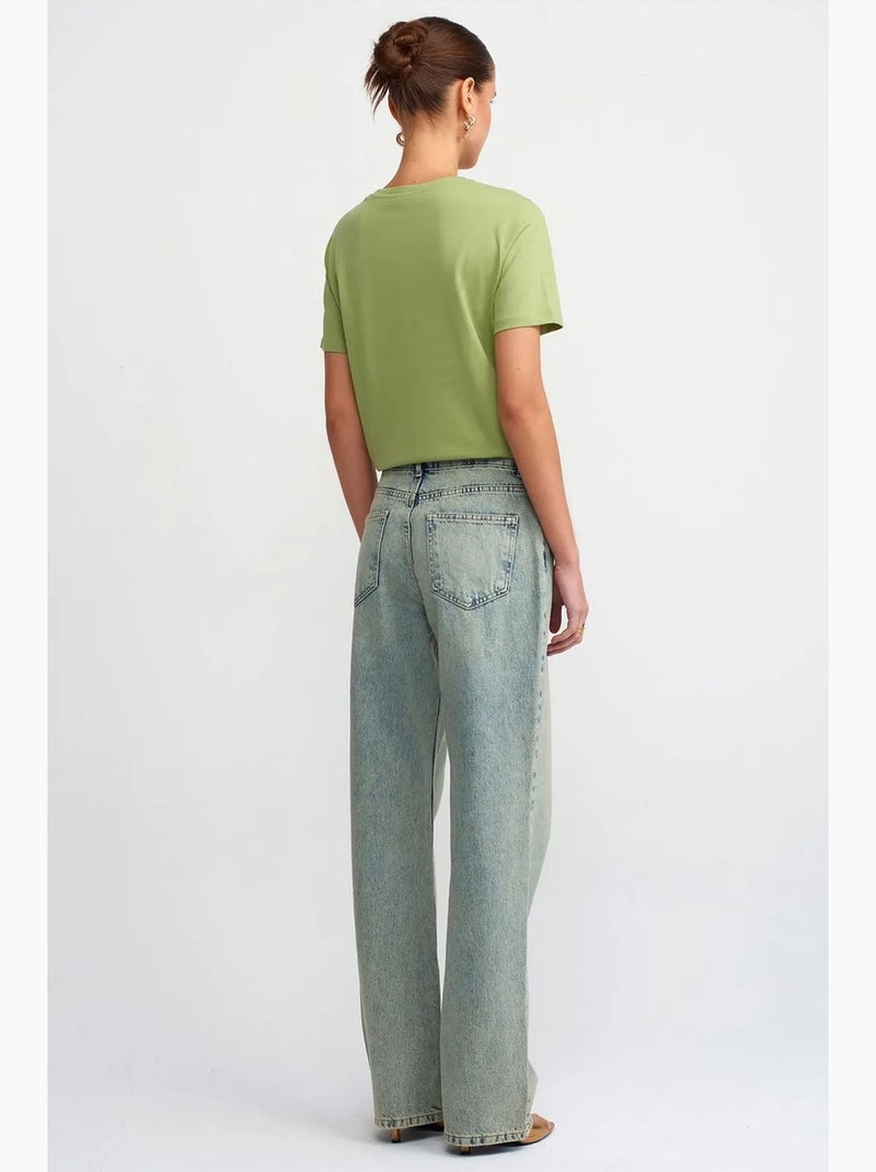Jeans in cotone a vita bassa a gamba dritta dilvin Blu chiaro - Kiabi