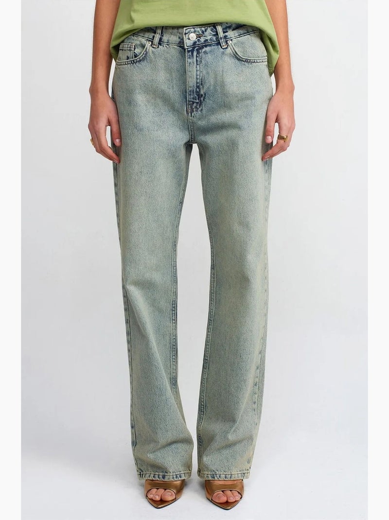 Jeans in cotone a vita bassa a gamba dritta dilvin Blu chiaro - Kiabi