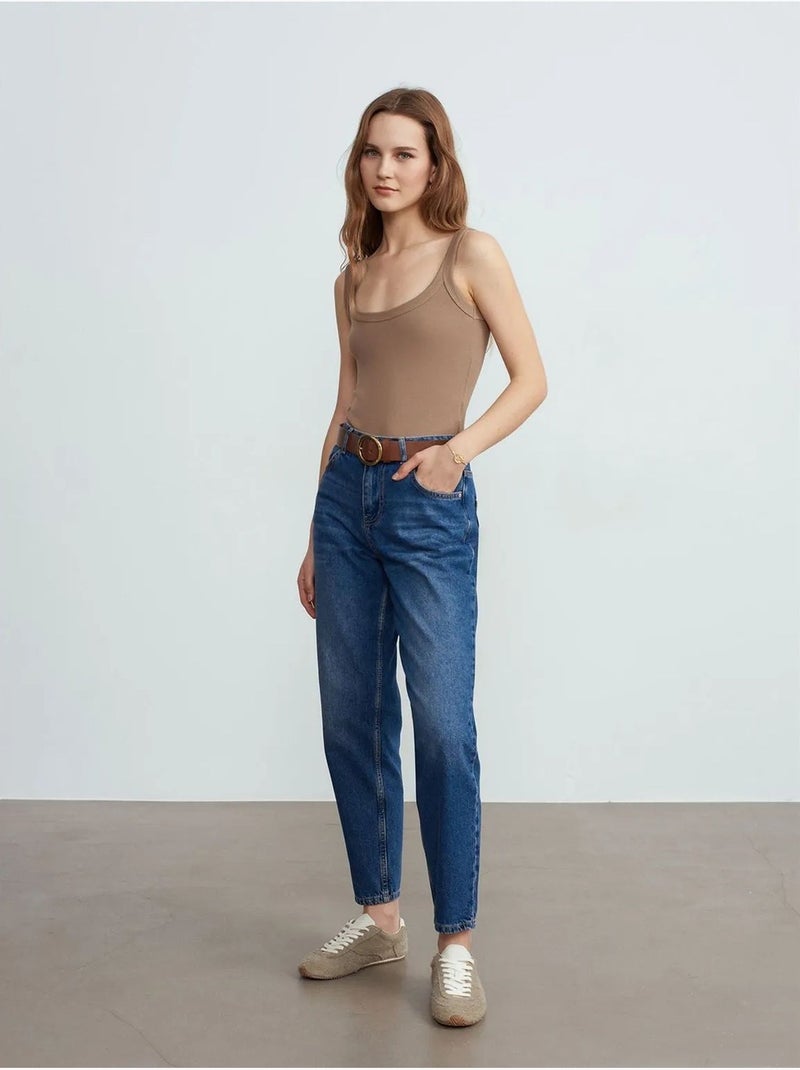 Jeans in cotone a vita bassa a gamba dritta dilvin Blu zaffiro - Kiabi