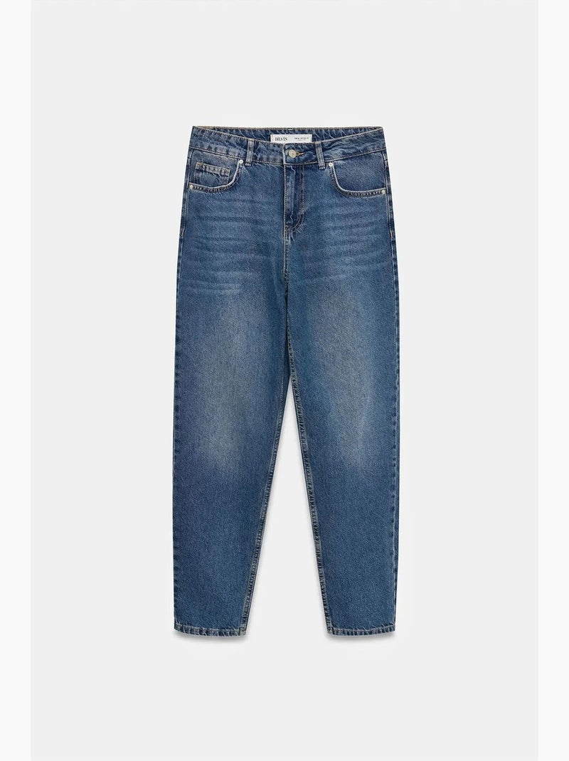 Jeans in cotone a vita bassa a gamba dritta dilvin Blu zaffiro - Kiabi