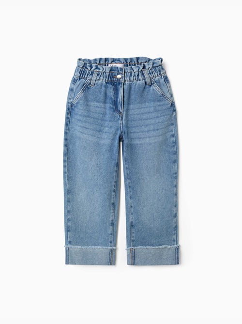 Jeans in cotone con cintura paperbag e orli risvoltati - Kiabi