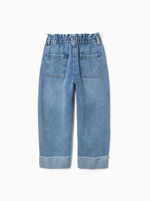 Jeans in cotone con cintura paperbag e orli risvoltati - Kiabi
