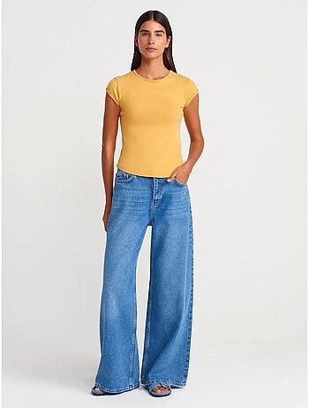 Jeans in denim a gamba ampia a vita alta dilvin