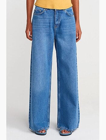 Jeans in denim a gamba ampia a vita alta dilvin