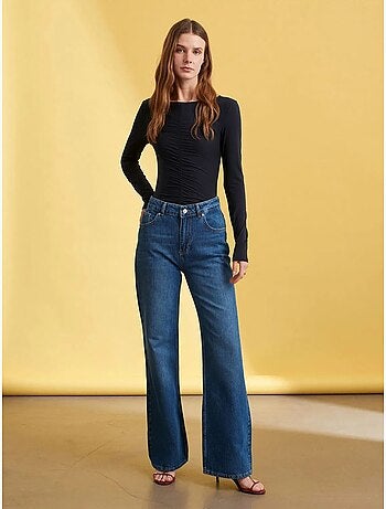 Jeans in denim a gamba ampia a vita alta dilvin
