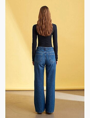 Jeans in denim a gamba ampia a vita alta dilvin