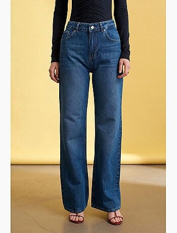 Jeans in denim a gamba ampia a vita alta dilvin