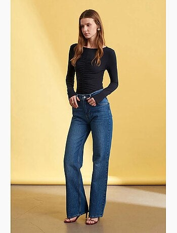 Jeans in denim a gamba ampia a vita alta dilvin