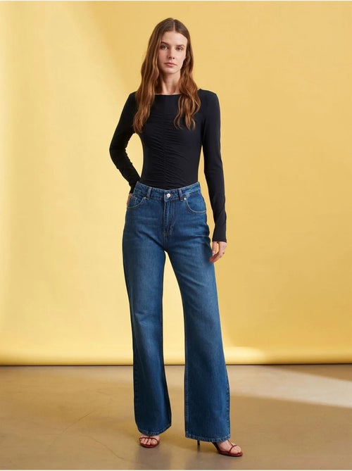 Jeans in denim a gamba ampia a vita alta dilvin - Kiabi