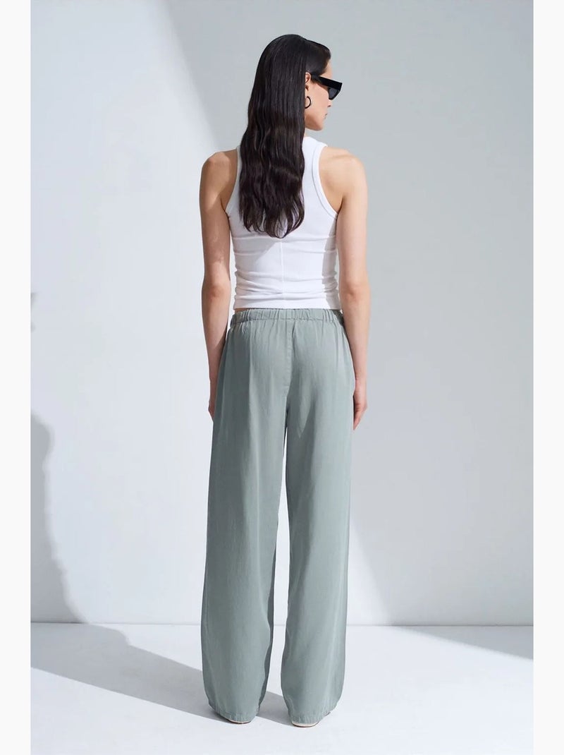 Jeans in denim a gamba ampia a vita media dilvin Verde - Kiabi