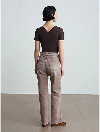Jeans in denim a gamba dritta a vita alta dilvin