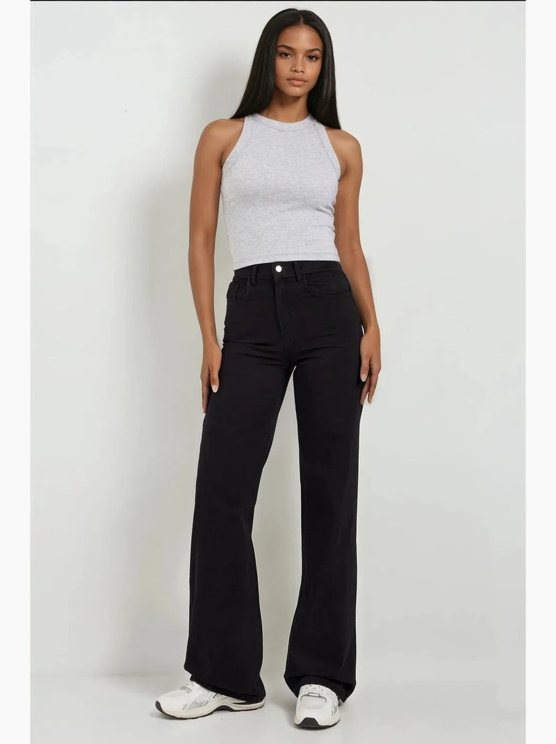 Jeans in denim a gamba dritta hiccup Nero - Kiabi