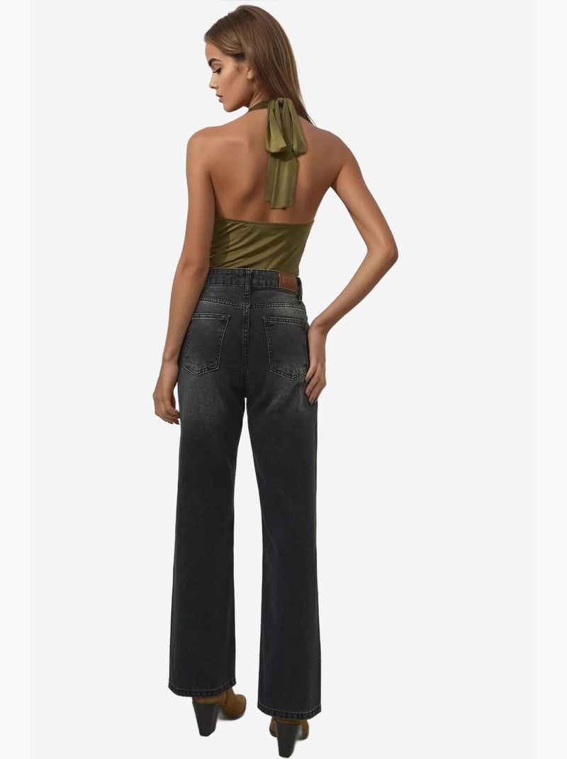 Jeans in denim a gamba dritta hiccup Nero - Kiabi