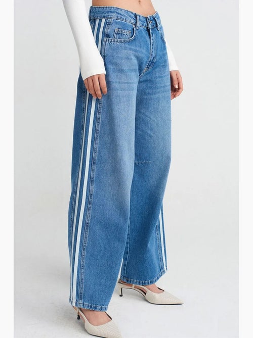 Jeans in denim a righe a vita alta con gamba ampia dilvin - Kiabi Jeans in denim a righe a vita alta con gamba ampia dilvin - Kiabi