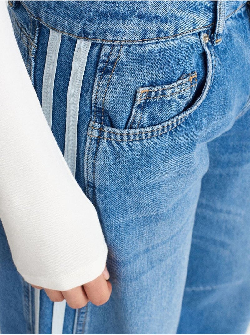 Jeans in denim a righe a vita alta con gamba ampia dilvin Blu zaffiro - Kiabi
