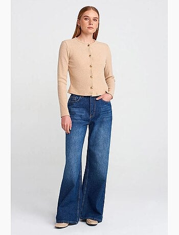 Jeans in denim a vita alta a gamba ampia dilvin