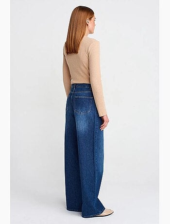 Jeans in denim a vita alta a gamba ampia dilvin