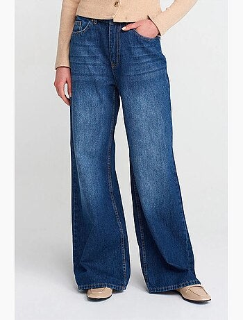 Jeans in denim a vita alta a gamba ampia dilvin