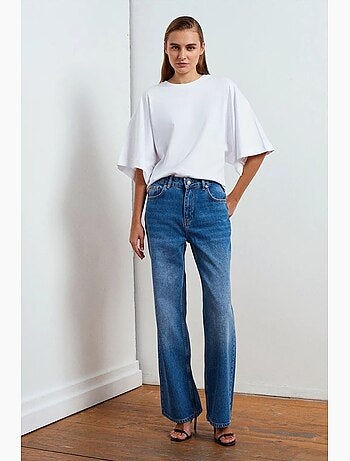 Jeans in denim a vita alta a gamba ampia dilvin