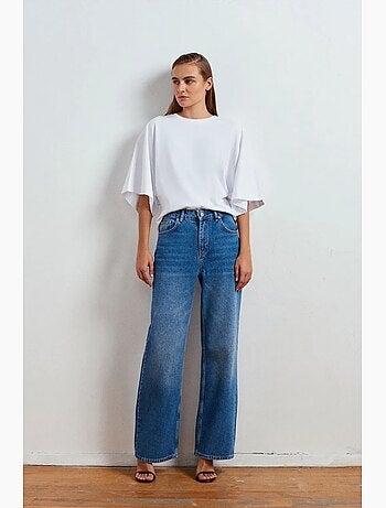 Jeans in denim a vita alta a gamba ampia dilvin