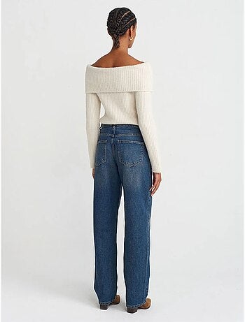 Jeans in denim a vita alta a gamba ampia dilvin