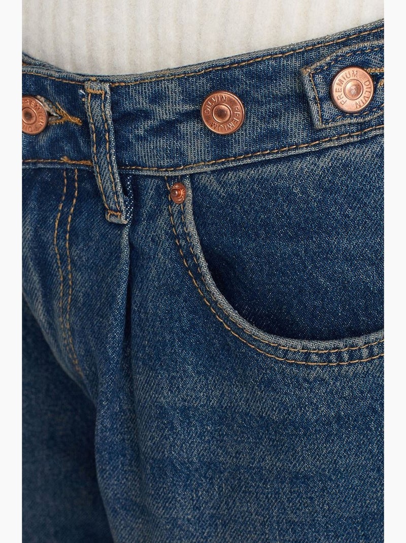 Jeans in denim a vita alta a gamba ampia dilvin Blu zaffiro - Kiabi