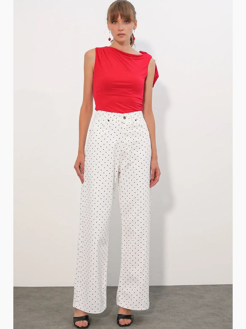 Jeans in denim a vita alta loose fit a gamba ampia bdart Bianco sporco - Kiabi
