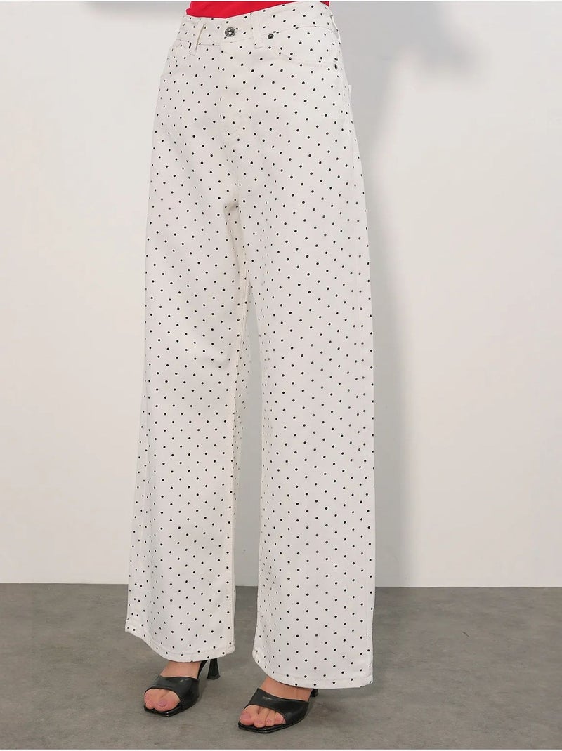 Jeans in denim a vita alta loose fit a gamba ampia bdart Bianco sporco - Kiabi
