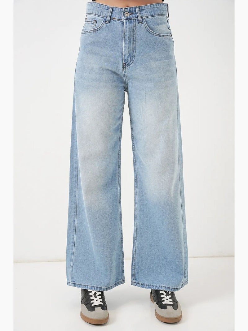 Jeans in denim a vita alta loose fit a gamba ampia bdart Blu - Kiabi