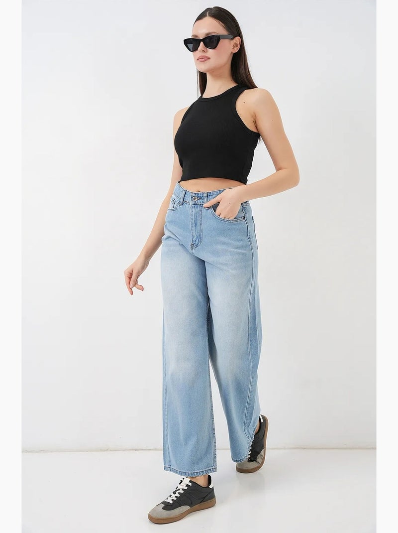 Jeans in denim a vita alta loose fit a gamba ampia bdart Blu - Kiabi