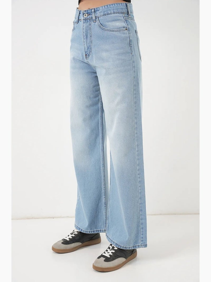 Jeans in denim a vita alta loose fit a gamba ampia bdart Blu - Kiabi