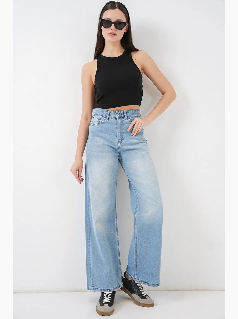 Jeans in denim a vita alta loose fit a gamba ampia bdart Blu - Kiabi