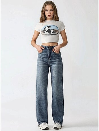 Jeans in denim a vita normale e gamba dritta hiccup