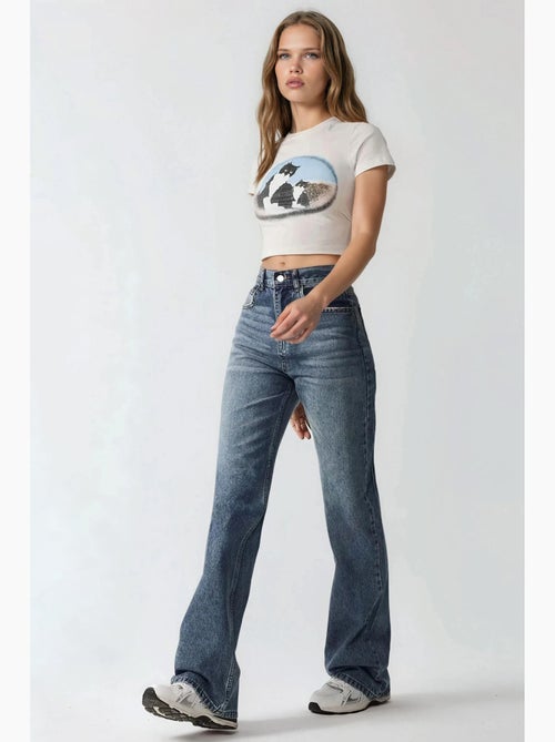 Jeans in denim a vita normale e gamba dritta hiccup - Kiabi Jeans in denim a vita normale e gamba dritta hiccup - Kiabi