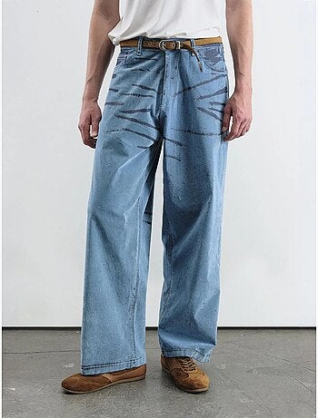 Jeans in denim astratti a gamba ampia giesto