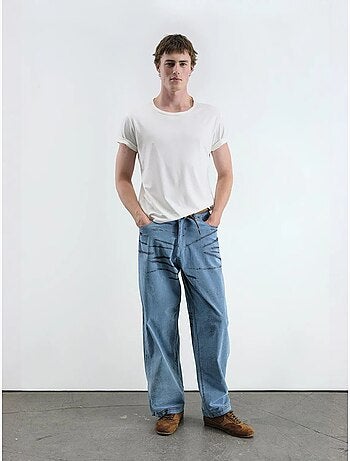 Jeans in denim astratti a gamba ampia giesto