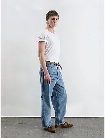 Jeans in denim astratti a gamba ampia giesto