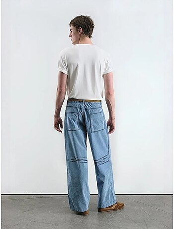 Jeans in denim astratti a gamba ampia giesto