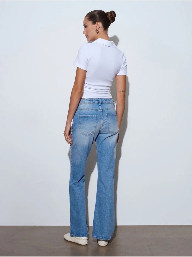 Jeans in denim bootcut a vita bassa dilvin Blu zaffiro - Kiabi