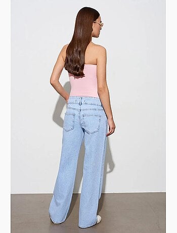 Jeans in denim di cotone a gamba ampia a vita media dilvin