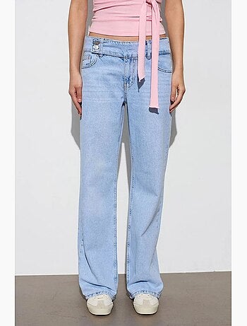 Jeans in denim di cotone a gamba ampia a vita media dilvin