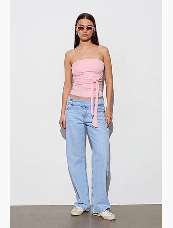 Jeans in denim di cotone a gamba ampia a vita media dilvin