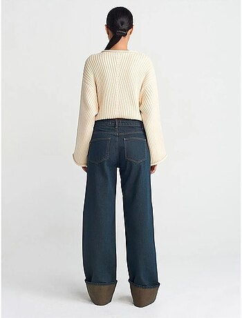 Jeans in denim di cotone a gamba ampia a vita media dilvin